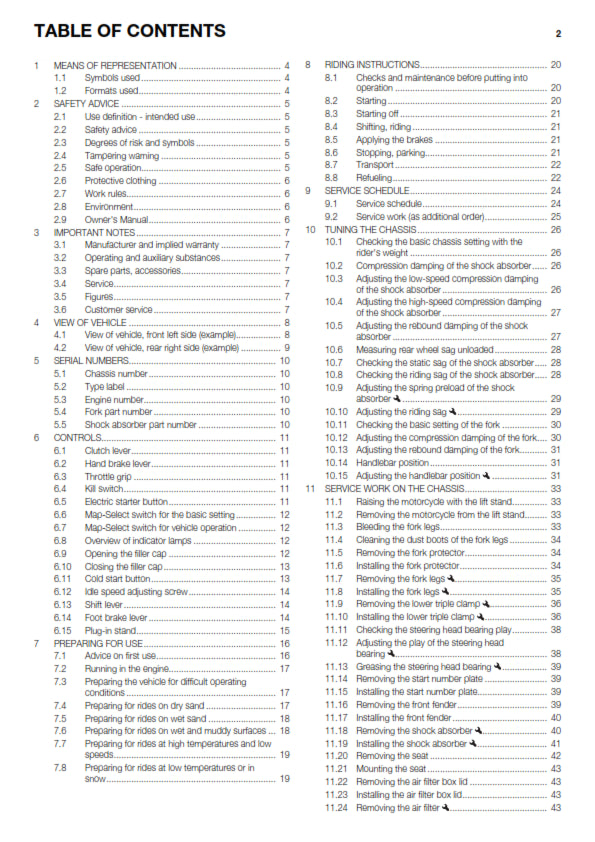 Official Husqvarna 2015 FC 250 EU & US Owners Manual (Digital & Physical Copy)