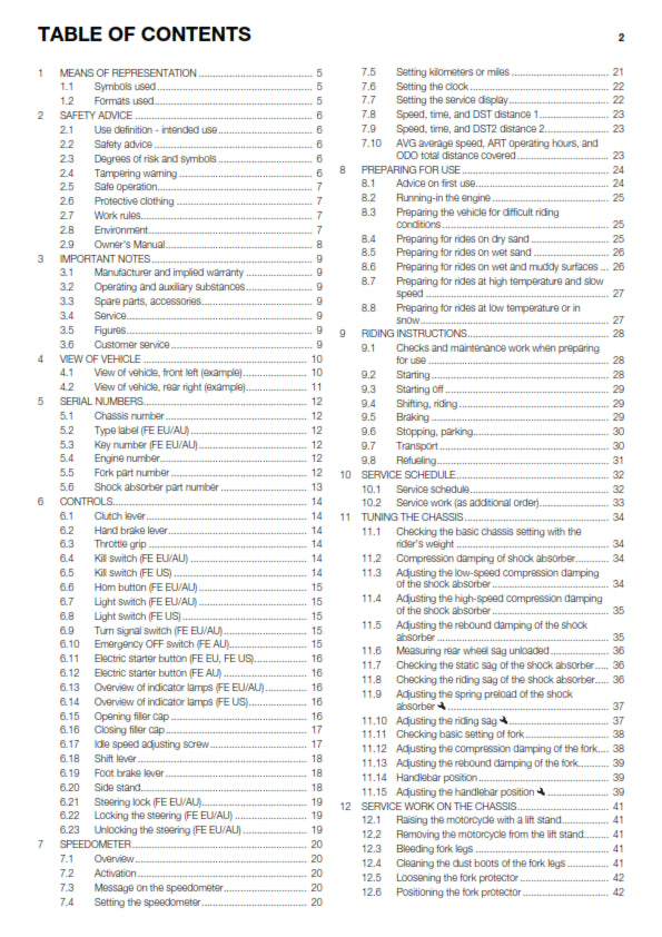 Official Husqvarna 2015 FE 350 EU, AU & US Owners Manual (Digital & Physical Copy)