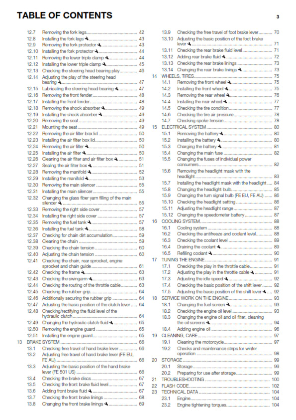 Official Husqvarna 2015 FE 450 & 501 EU, AU & US Owners Manual (Digital & Physical Copy)