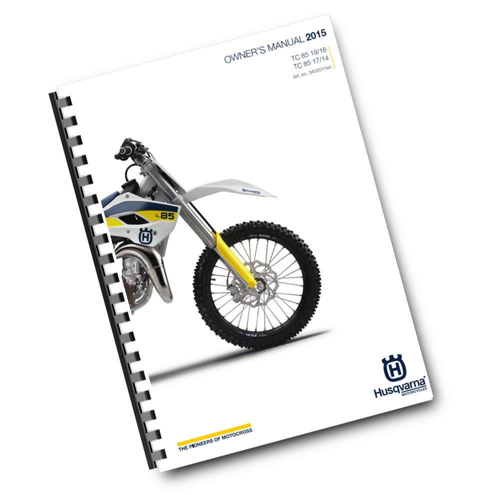 Official Husqvarna 2015 TC 85 19/16 & 17/14 Owners Manual (Digital & Physical Copy)