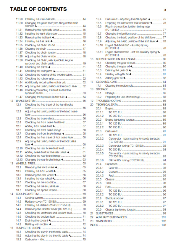 Official Husqvarna 2015 TC 125 & TC 250 EU Owners Manual (Digital & Physical Copy)