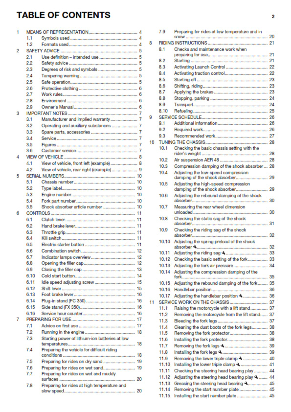 Official Husqvarna 2017 FC 350 & FX 350 Owners Manual (Digital & Physical Copy)