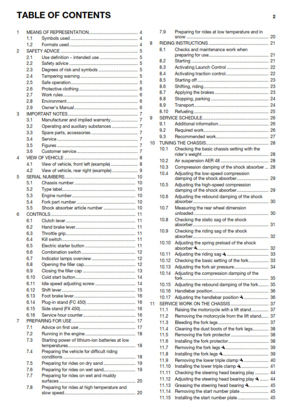 Official Husqvarna 2017 FC 450 & FX 450 Owners Manual (Digital & Physical Copy)