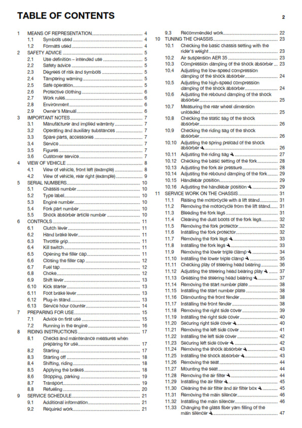 Official Husqvarna 2017 TC 65 Owners Manual (Digital & Physical Copy)