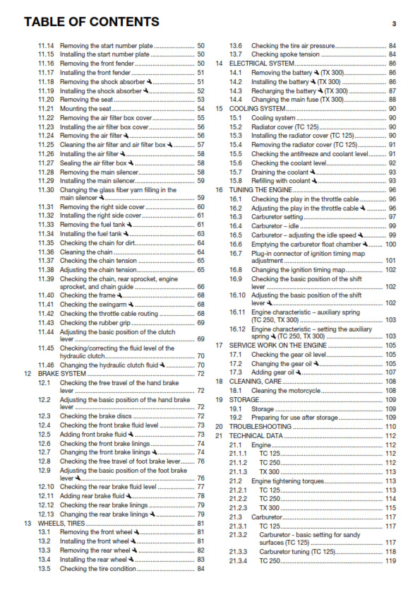 Official Husqvarna 2017 TC 125, TC 250 & TX 300 Owners Manual (Digital & Physical Copy)