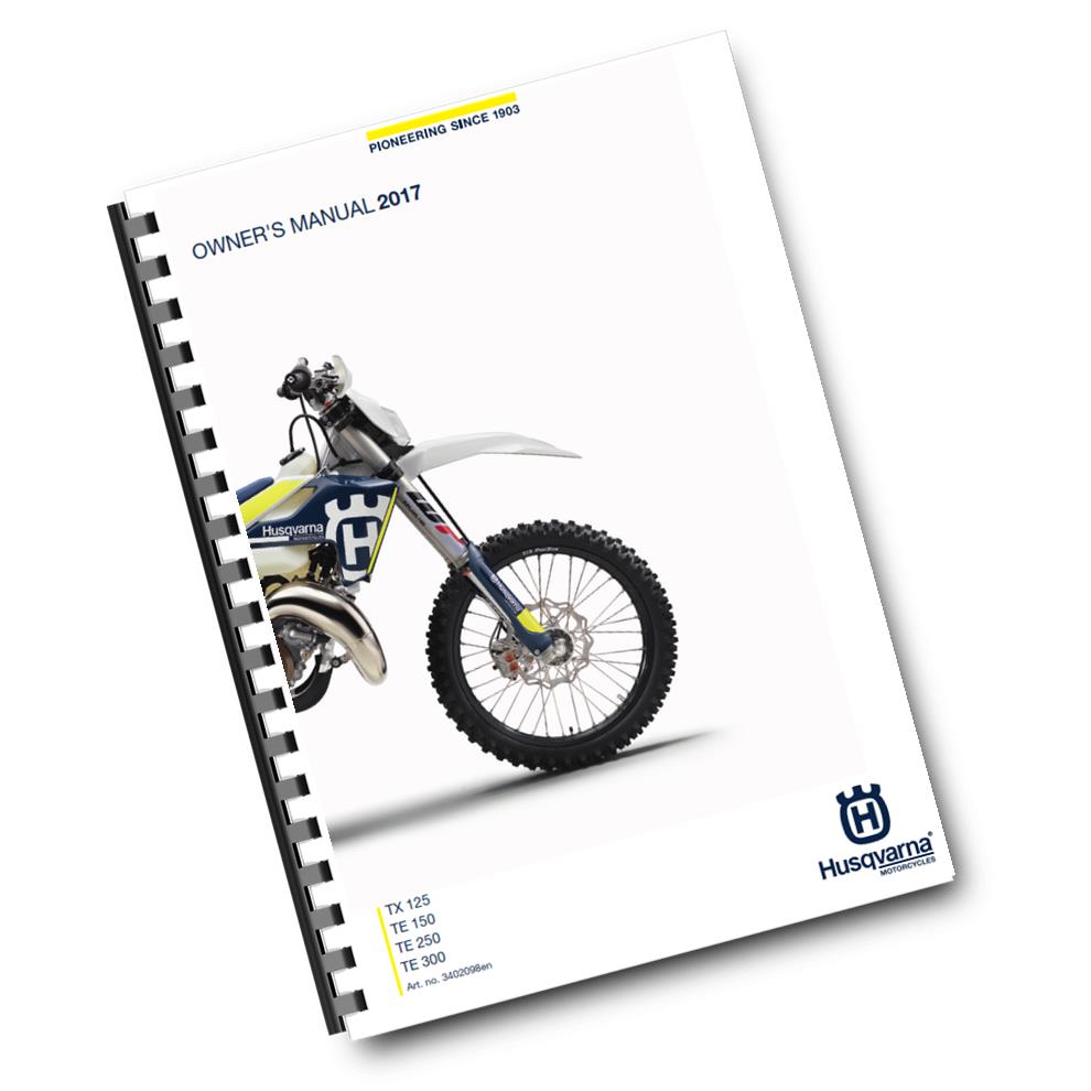 Official Husqvarna 2017 TX 125 & TE 150, 250, 300 Owners Manual (Digital & Physical Copy)