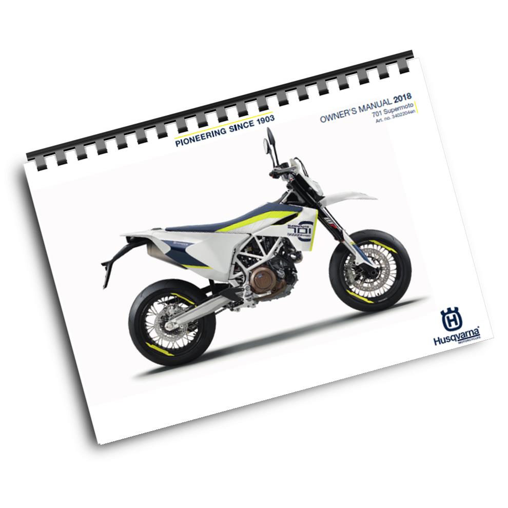 Official Husqvarna 2018 701 Supermoto Owners Manual (Digital & Physical Copy)