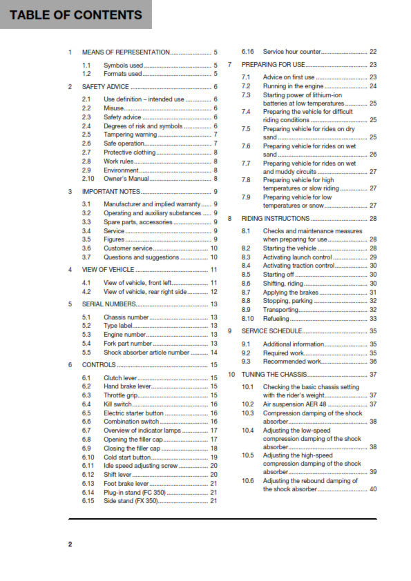 Official Husqvarna 2018 FC 350 & FX 350 Owners Manual (Digital & Physical Copy)