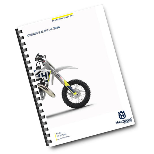 Official Husqvarna 2018 TC 50 & TC 50 Mini Owners Manual (Digital & Physical Copy)