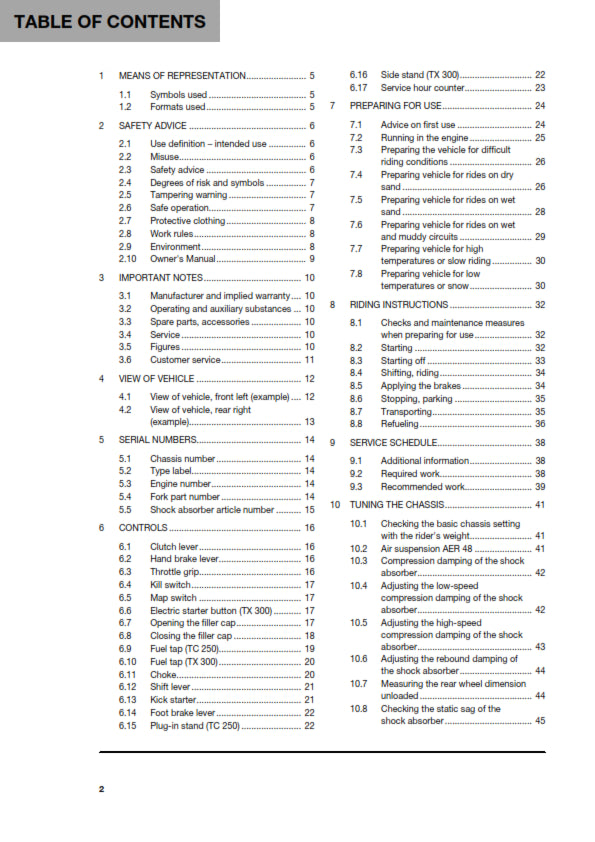 Official Husqvarna 2018 TC 250 & TX 300 Owners Manual (Digital & Physical Copy)