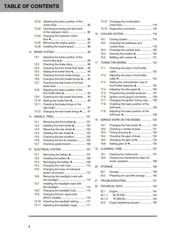 Official Husqvarna 2018 TE 250i & TE 300i Owners Manual (Digital & Physical Copy)
