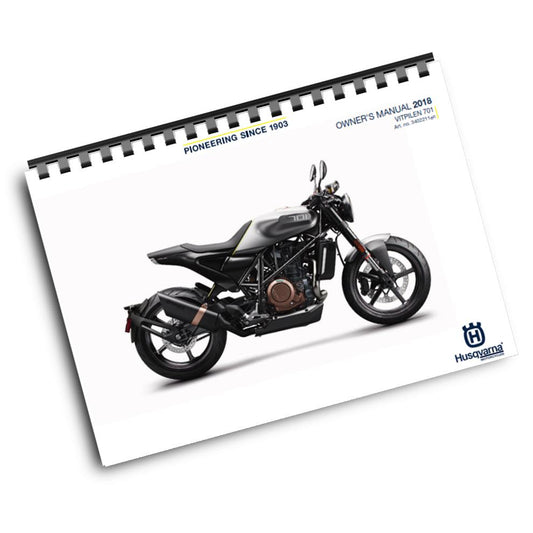 Official Husqvarna 2018 Vitpilen 701 US Owners Manual (Digital & Physical Copy)