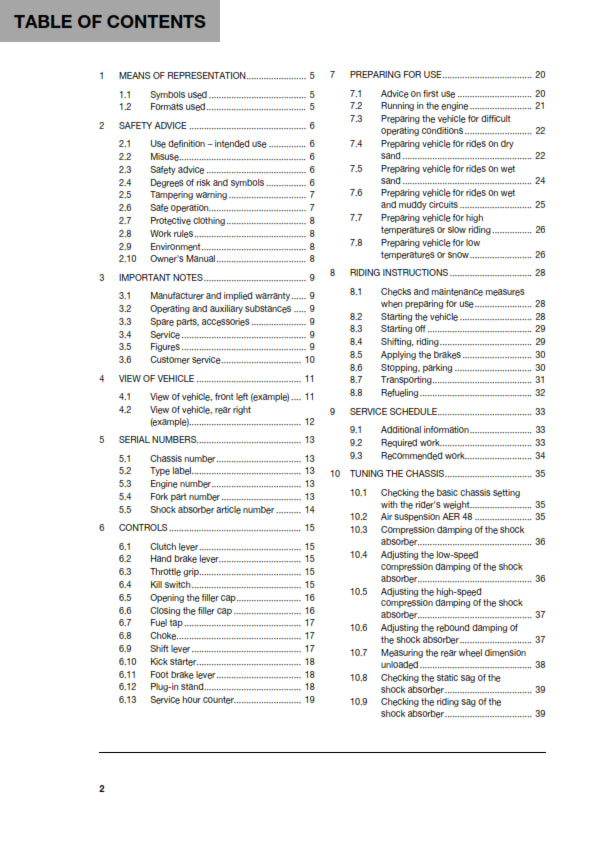 Official Husqvarna 2019 TC 125 Owners Manual (Digital & Physical Copy)