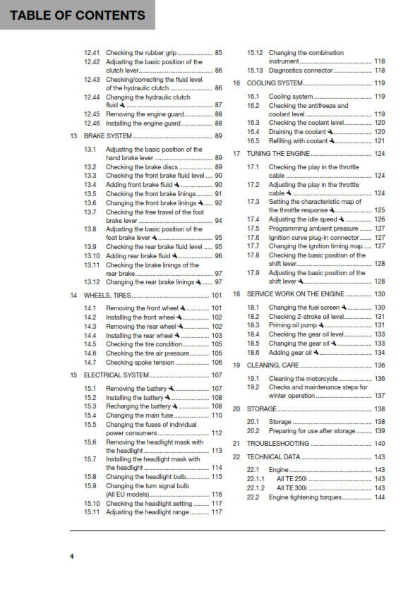 Official Husqvarna 2019 TE 250i & TE 300i Owners Manual (Digital & Physical Copy)