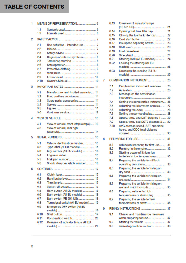 Official Husqvarna 2020 FE 450 & FE 501 Owners Manual (Digital & Physical Copy)