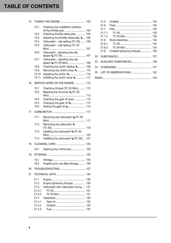 Official Husqvarna 2020 TC 50 & TC 50 Mini Owners Manual (Digital & Physical Copy)
