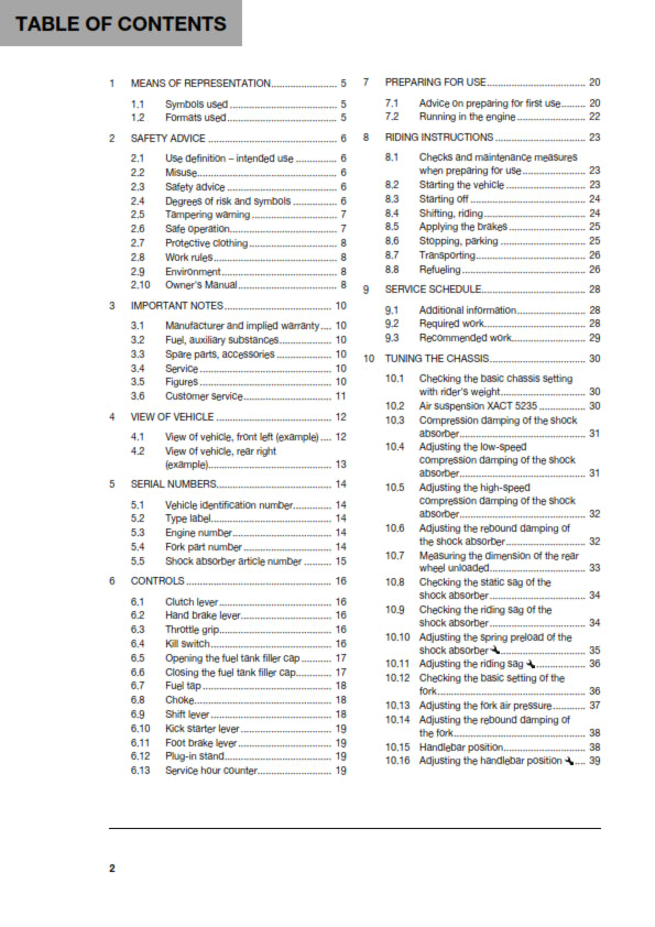 Official Husqvarna 2020 TC 65 Owners Manual (Digital & Physical Copy)