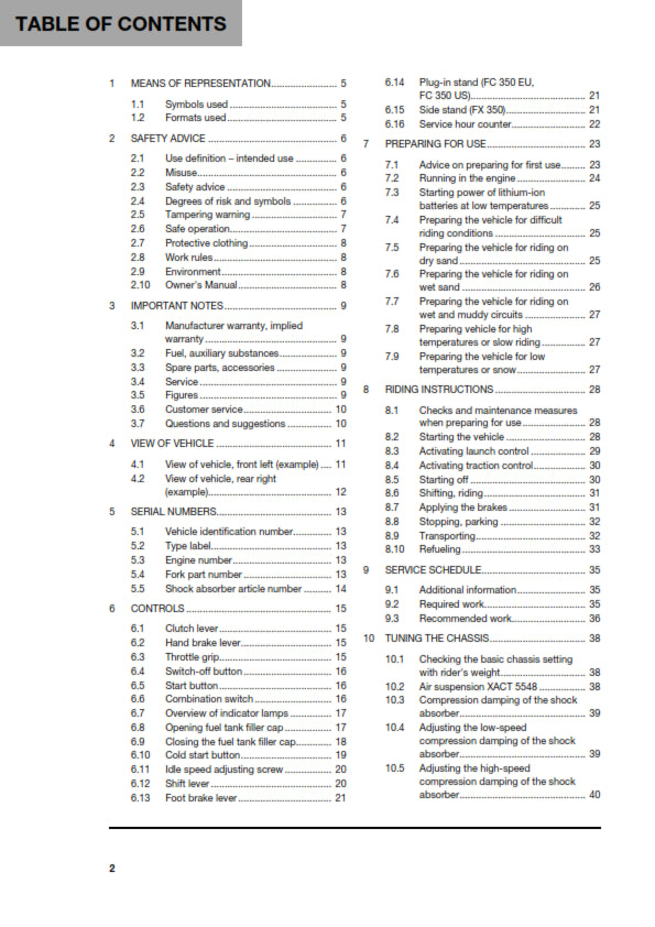 Official Husqvarna 2021 FC 350 & FX 350 Owners Manual (Digital & Physical Copy)