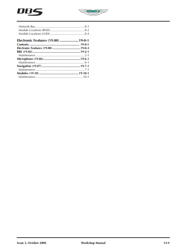 ASTON MARTIN DBS - 2008  WORKSHOP SERVICE REPAIR MANUAL - FULL COLOUR ISSUE 3