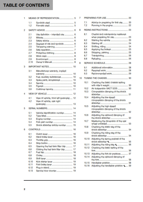 Official Husqvarna 2022 TC 65 Owners Manual (Digital & Physical Copy)