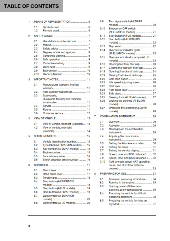 Official Husqvarna 2022 TE 250i, TE 300i & Rockstar Edition Owners Manual (Digital & Physical Copy)
