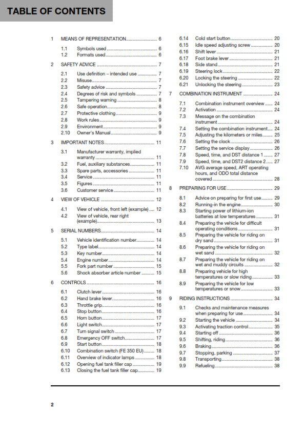 Official Husqvarna 2023 FE 350 Owners Manual (Digital & Physical Copy)