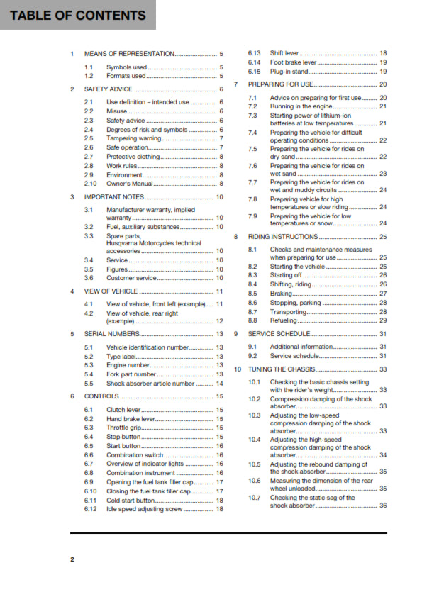Official Husqvarna 2023 TC 125 & TC 125 Heritage Owners Manual (Digital & Physical Copy)
