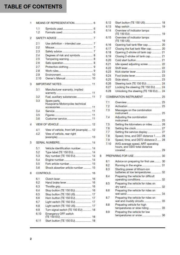 Official Husqvarna 2023 TE 150 Owners Manual (Digital & Physical Copy)