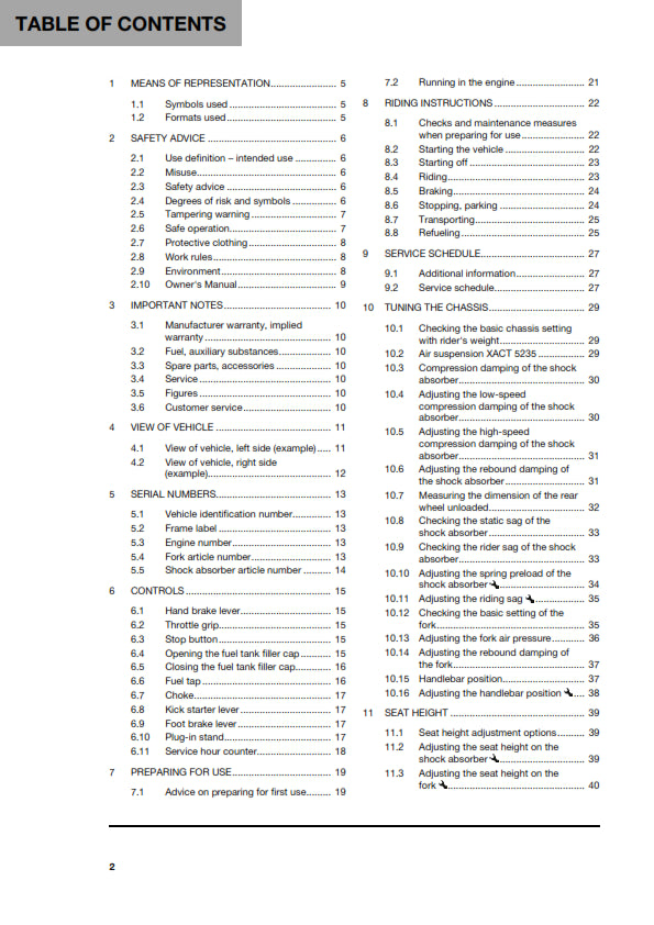 Official Husqvarna 2024 TC 50 Owners Manual (Digital & Physical Copy)