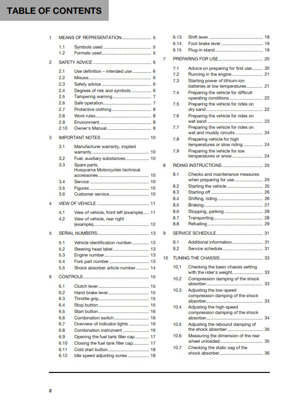 Official Husqvarna 2024 TC 125 Owners Manual (Digital & Physical Copy)