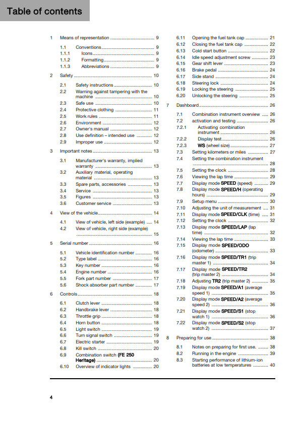 Official Husqvarna 2025 FE 250 & Heritage Owners Manual (Digital & Physical Copy)