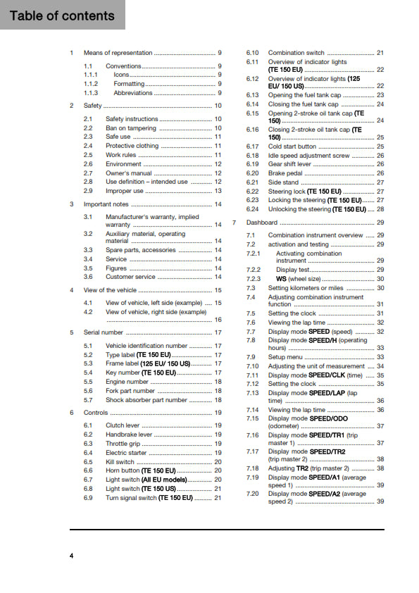 Official Husqvarna 2025 TE 125 & TE 150 Owners Manual (Digital & Physical Copy)