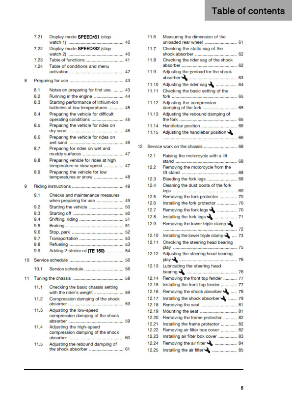 Official Husqvarna 2025 TE 125 & TE 150 Owners Manual (Digital & Physical Copy)