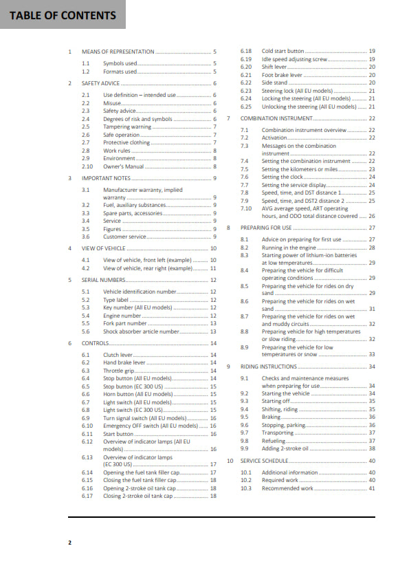 Official GASGAS 2021 EC 250 & EC 300 Owners Manual (Digital & Physical Copy)