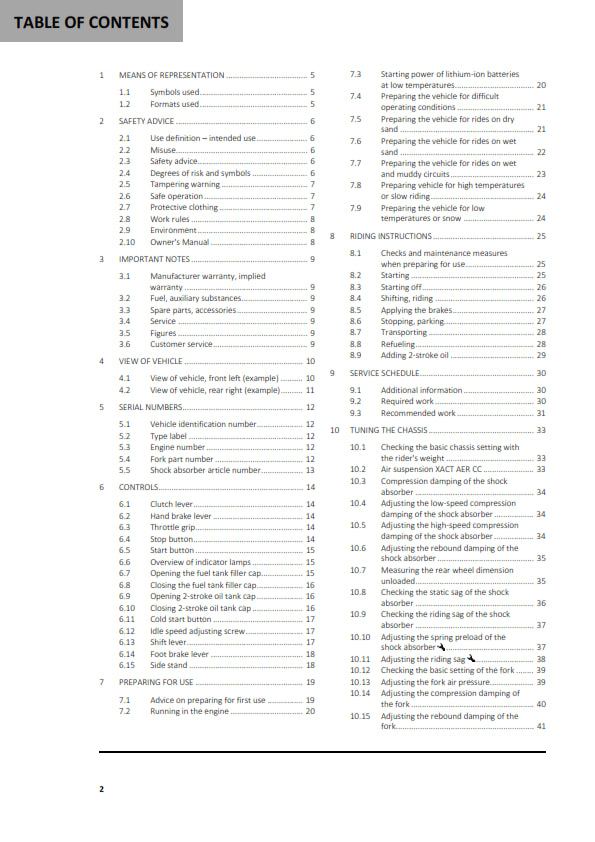Official GasGas 2021 EX 300 Owners Manual (Digital & Physical Copy)