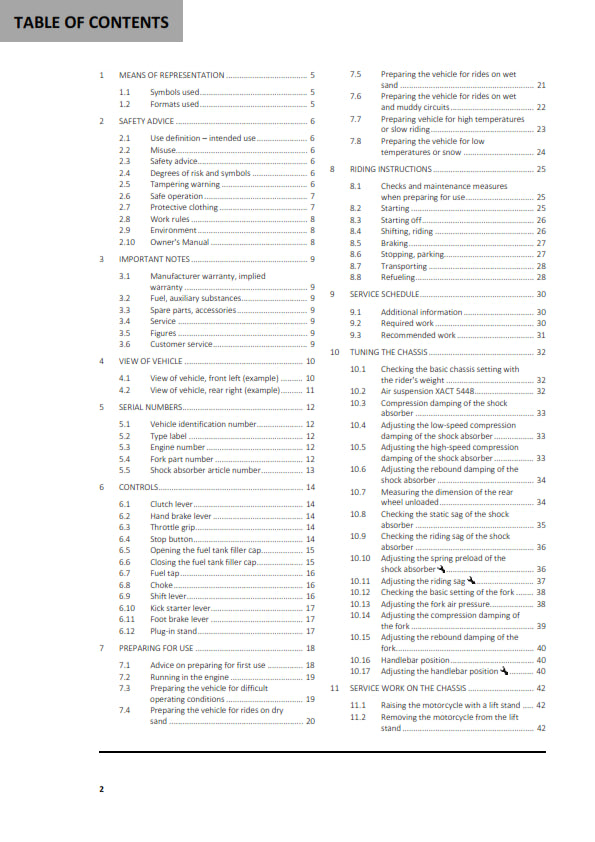 Official GASGAS 2023 MC 125 Owners Manual (Digital & Physical Copy)