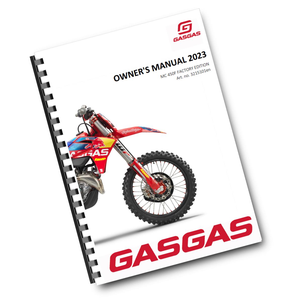 Official GASGAS 2023 MC 450F Factory Edition Owners Manual (Digital & Physical Copy)