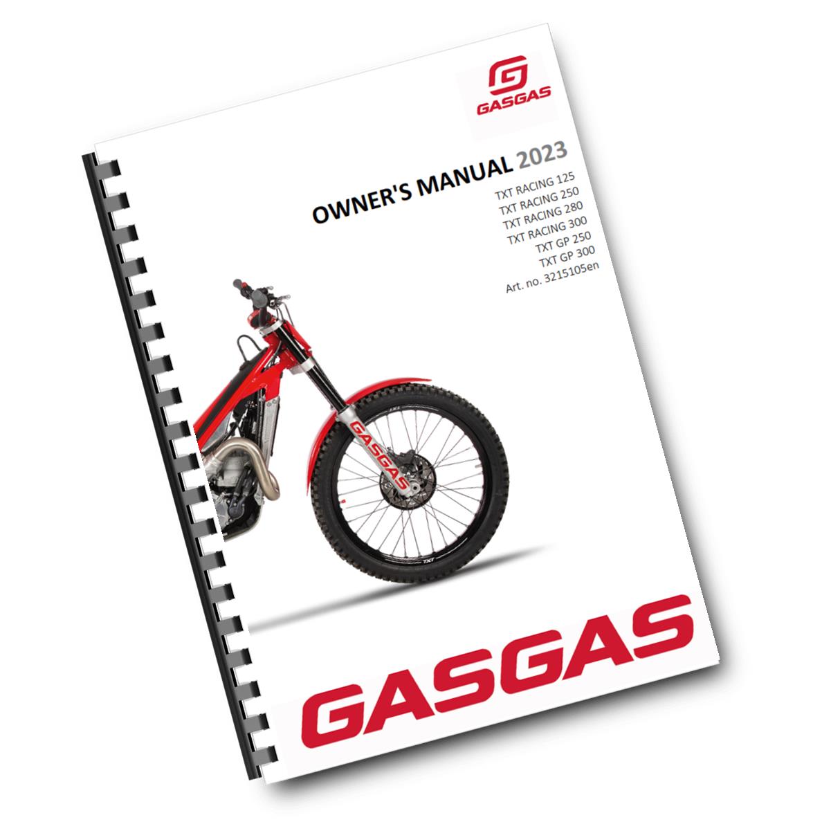 Official GasGas 2023 TXT Racing 125, 250, 280, 300 & TXT GP 250, 300 Owners Manual (Digital & Physical Copy)