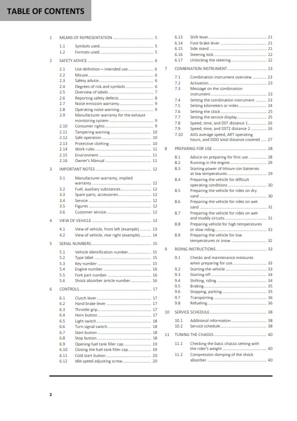 Official GasGas 2024 ES 500 Owners Manual (Digital & Physical Copy)