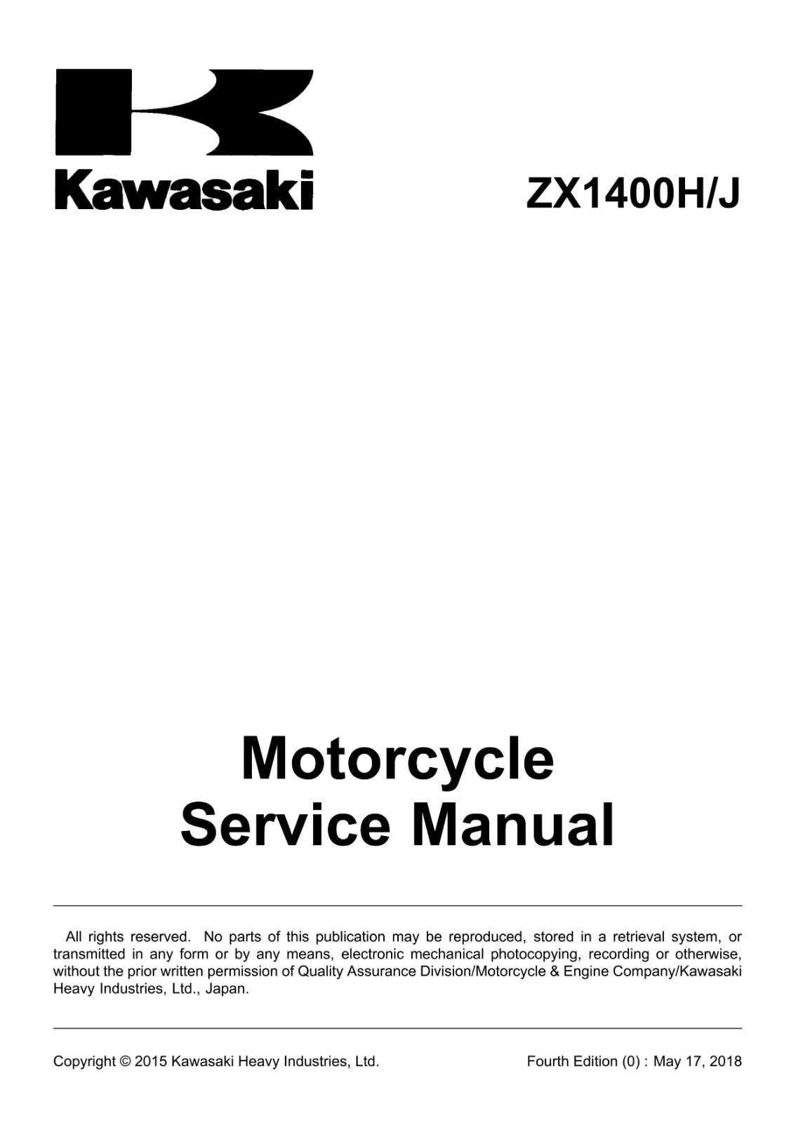 KAWASAKI 2016 2017 2018 2019- ZZR 1400 ABS NINJA ZX-14R - WORKSHOP SERVICE