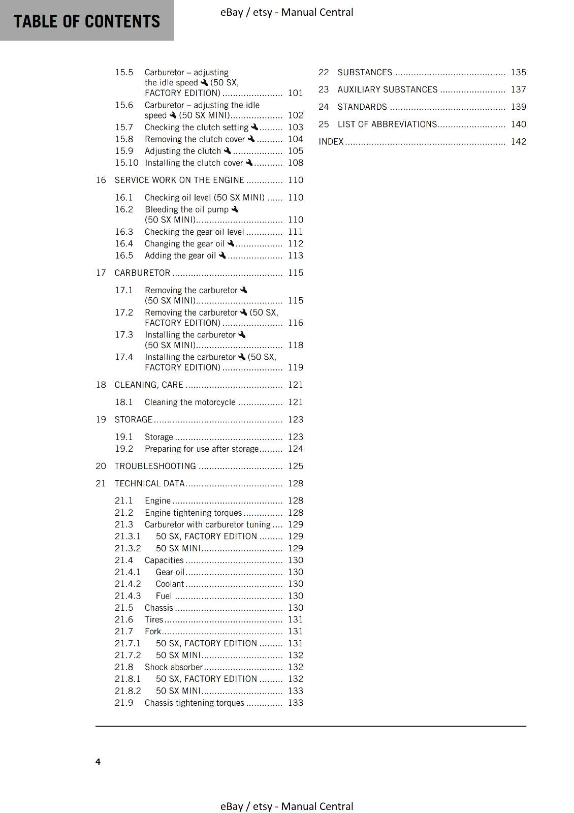 2023 OWNERS MANUAL - KTM 50 SX MINI FACTORY EDITION - REPRINT