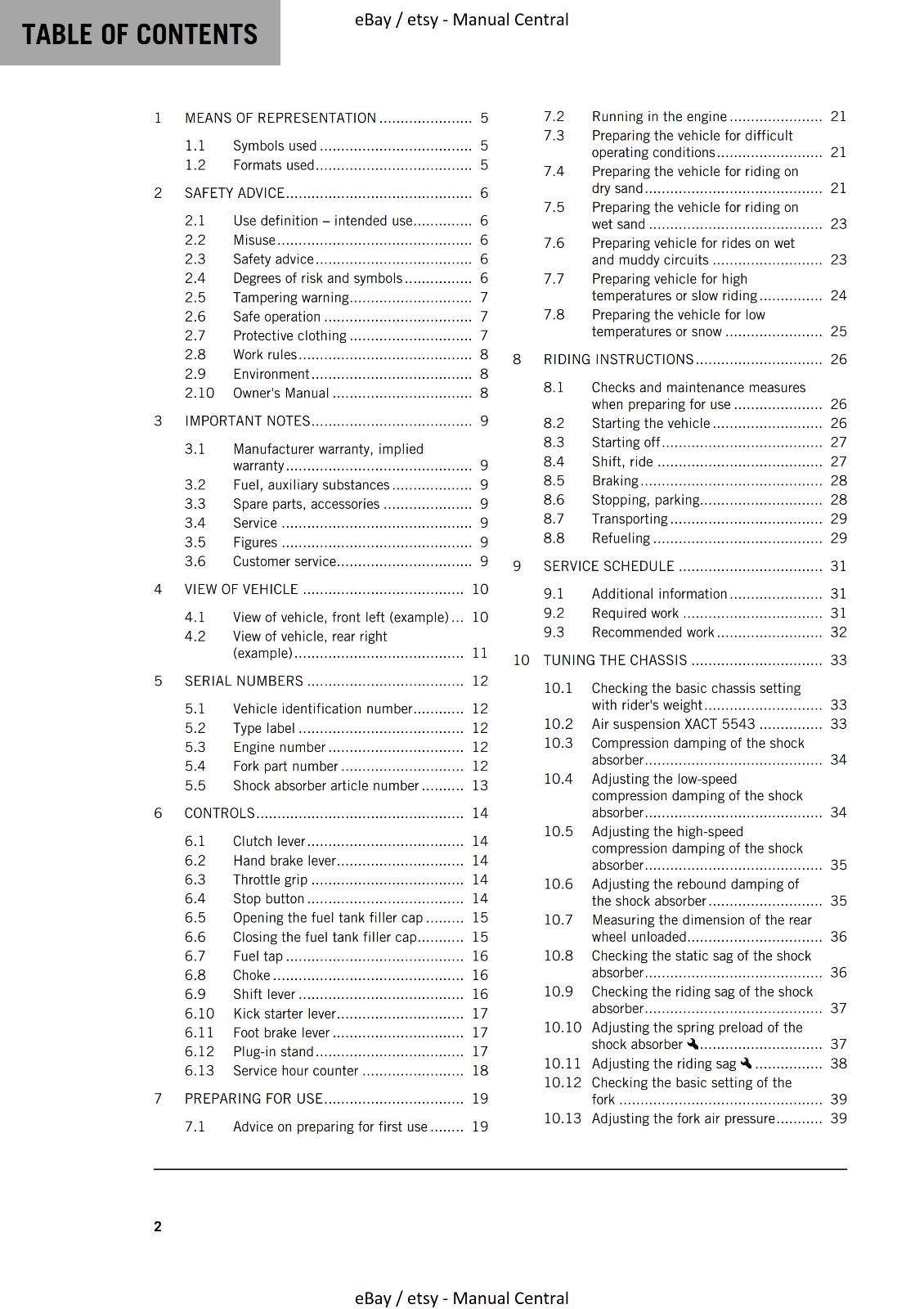 2023 OWNERS MANUAL - KTM 85 SX - REPRINT