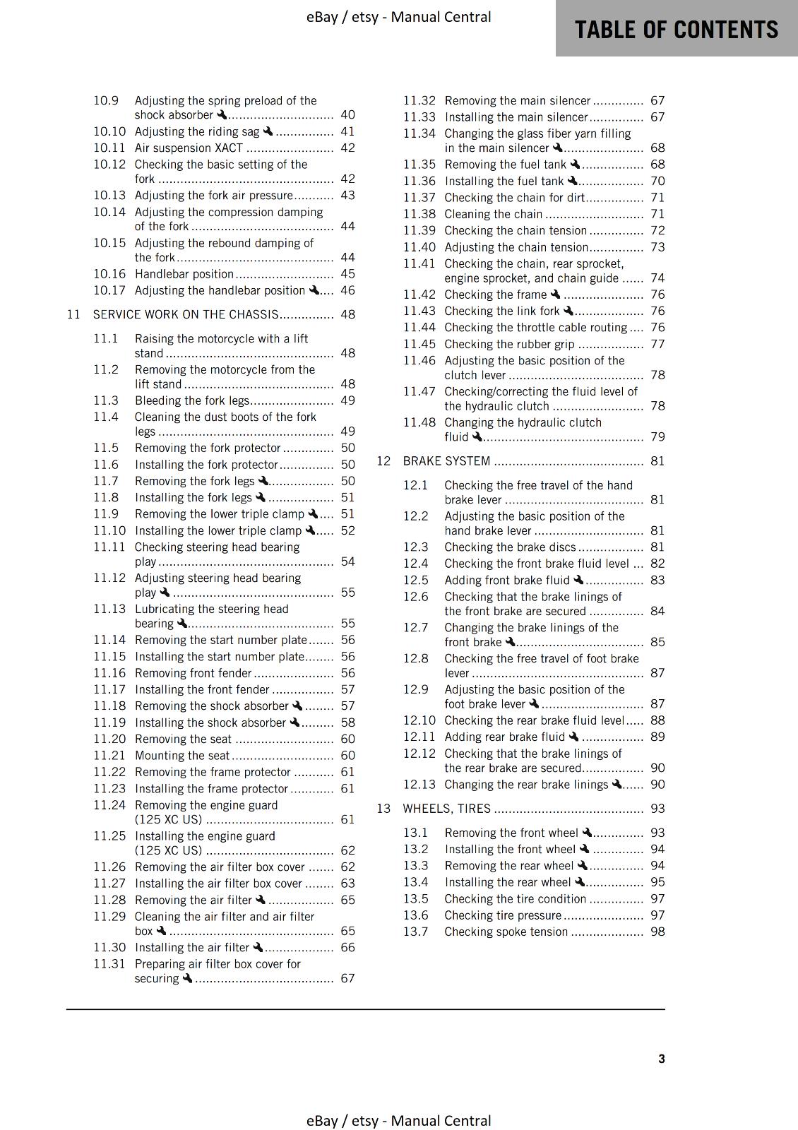 2023 OWNERS MANUAL - KTM 125 SX XC - REPRINT