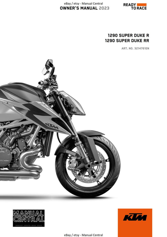 2023 OWNERS MANUAL - KTM 1290 SUPER DUKE R RR - REPRINT