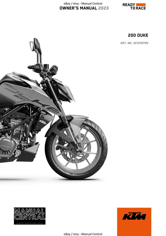 2023 OWNERS MANUAL - KTM 200 DUKE - REPRINT