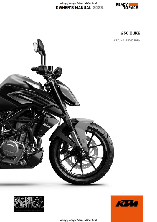 2023 OWNERS MANUAL - KTM 250 DUKE - REPRINT