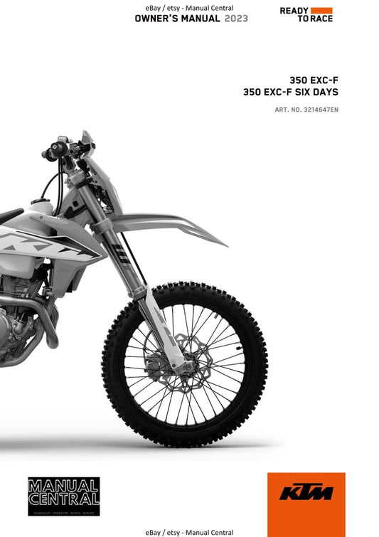 2023 OWNERS MANUAL - KTM 350 EXC-F SIX DAYS - REPRINT