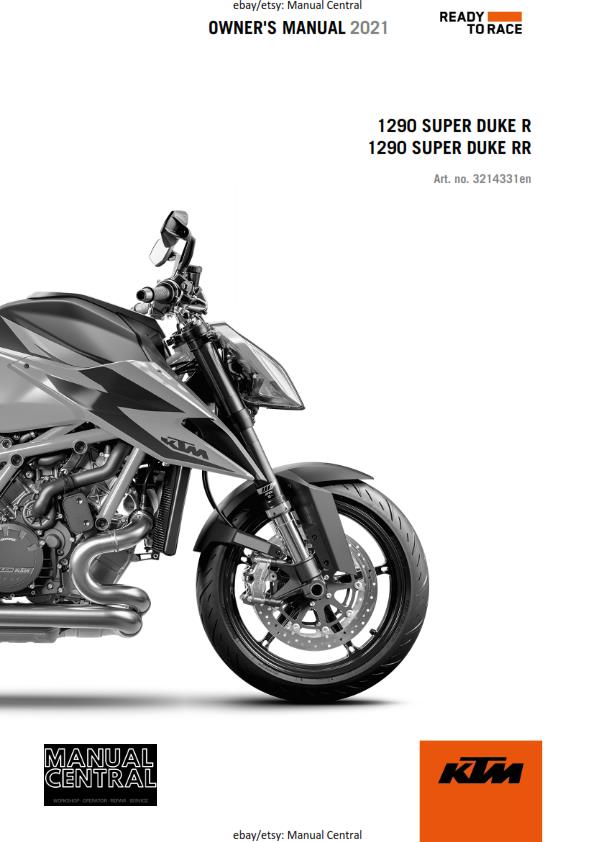 2021 OWNERS MANUAL - KTM 1290 SUPER DUKE R RR - REPRINT