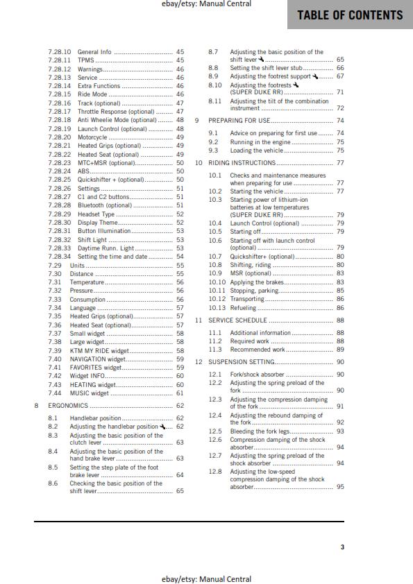 2021 OWNERS MANUAL - KTM 1290 SUPER DUKE R RR - REPRINT