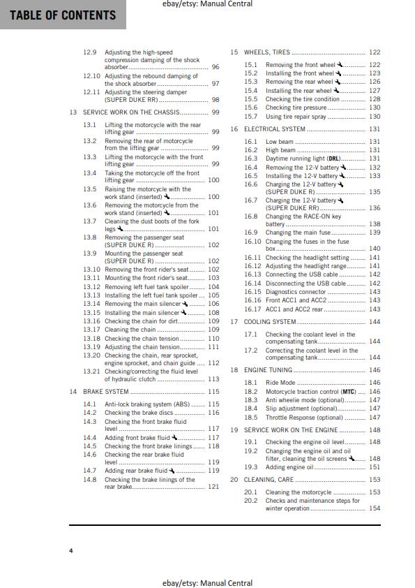 2021 OWNERS MANUAL - KTM 1290 SUPER DUKE R RR - REPRINT